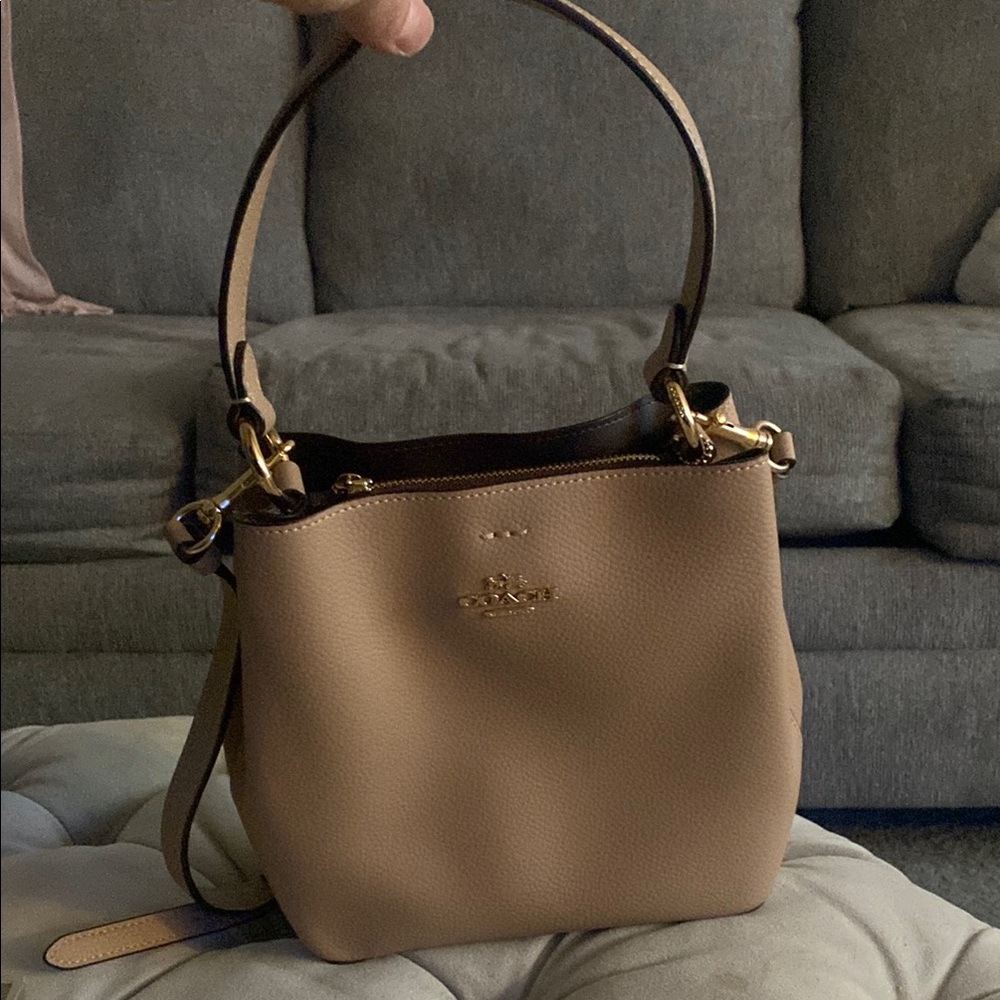 Coach Tan mini Shoulder Bag with Gold Hardware